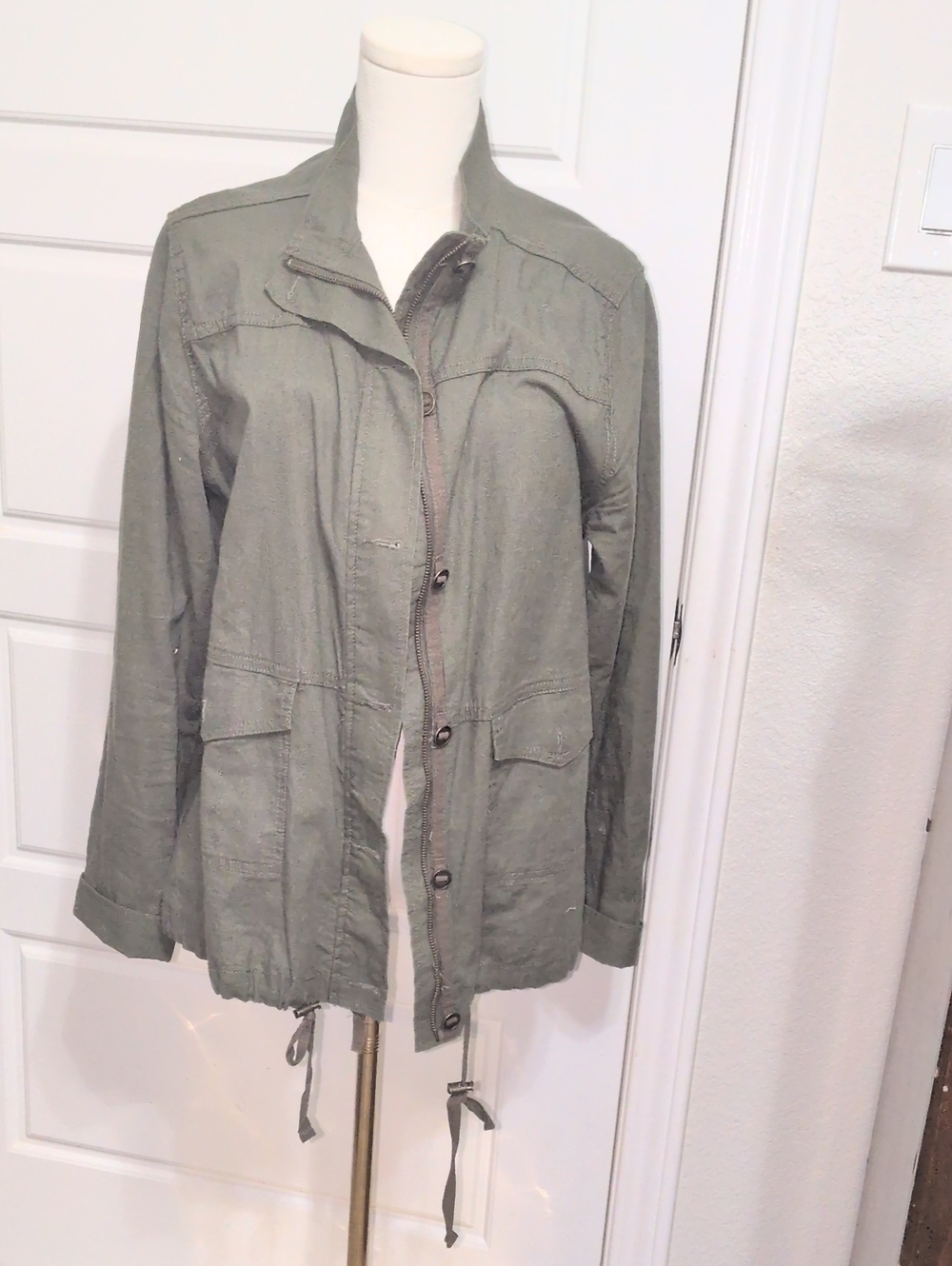Olive Green Utility Jacket | Full Zip & Snap Utility Coat